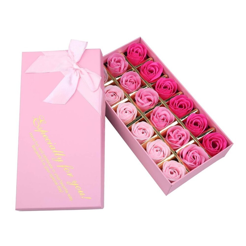 18 PCS Floral Scented Bath Soap Rose Flower Petals, Plant Essential Oil Rose Soa